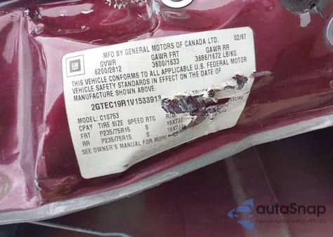 1997 GMC Sierra Sl Wideside from USA, damaged, VIN 2GTEC19R1V1533913